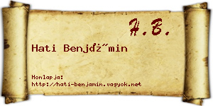 Hati Benjámin névjegykártya